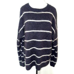 J.Crew Striped Fuzzy Sweater Navy & White Acrylic/Alpaca/Merino Wool/Polyamide/E